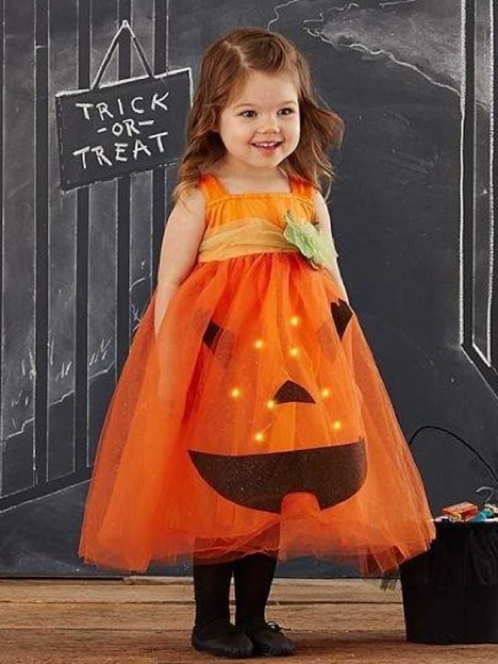 Pottery Barn Orange Pumpkin Tulle Girls' toddlers Halloween Costume Dress 3T